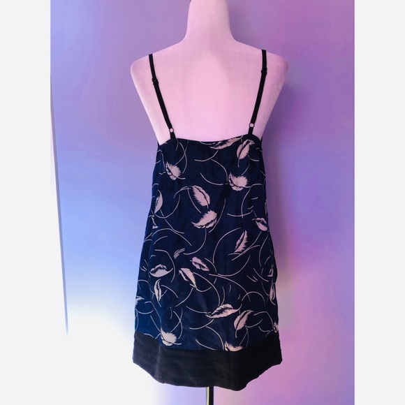 Anthro Yumi Kim navy silk dress with feather print - Picture 4 of 5